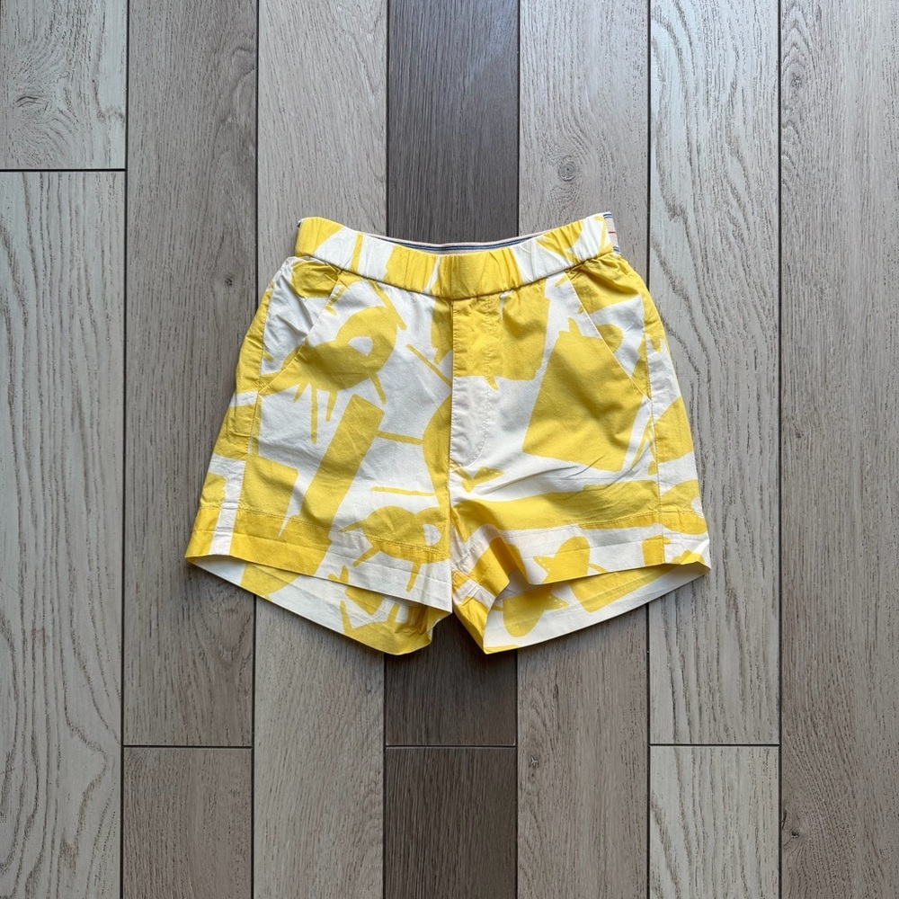 Bellerose Yellow and White Printed Elastic-Waist Skirt